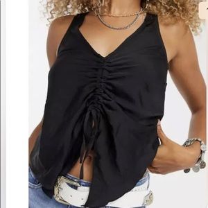 Free People In a Cinch Cami Crop Top- Black